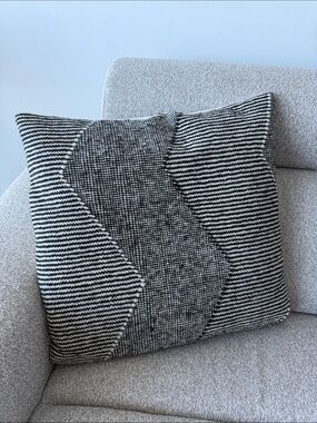 CB2 Black & White Chevron Knit Accent Pillow